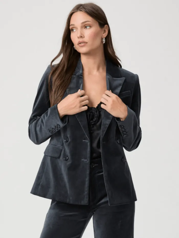 paige_malbec_blue_velvet__3.webp Paige Coats And Jackets | Party Wear^MALBEC Blue Velvet Double Breasted Blazer 8253J27-B849
