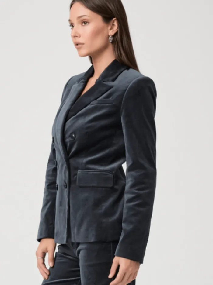paige_malbec_blue_velvet__4.webp Paige Coats And Jackets | Party Wear^MALBEC Blue Velvet Double Breasted Blazer 8253J27-B849