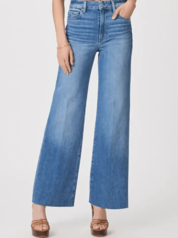 Paige Denim | Party Wear^Women's ANESSA 31" Wide Leg Blue Jean With Raw Hem 8902E77-B579