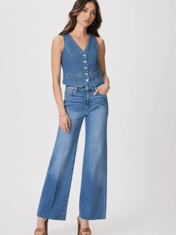 Paige Denim | Party Wear^Women's ANESSA 31" Wide Leg Blue Jean With Raw Hem 8902E77-B579
