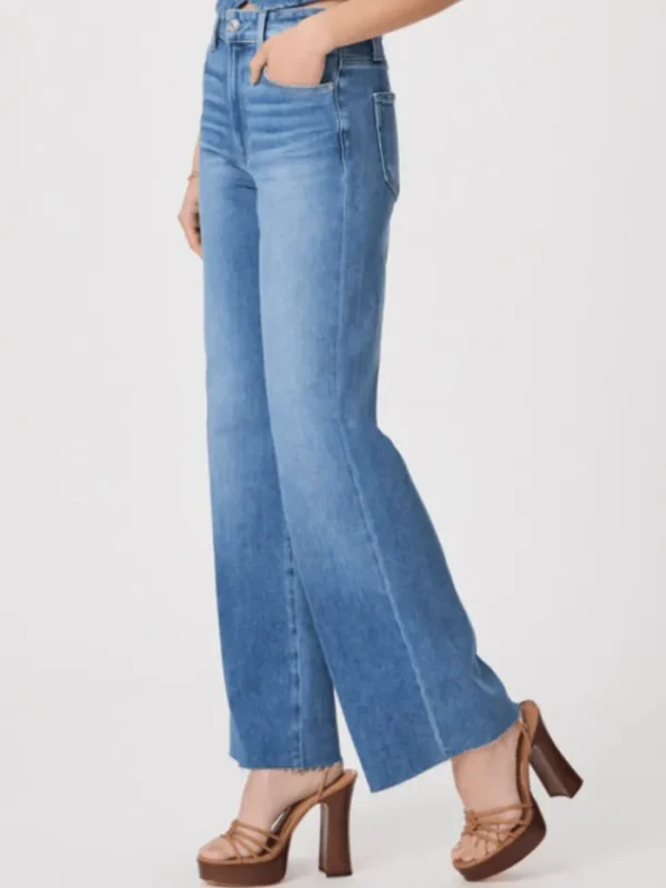 Paige Denim | Party Wear^Women's ANESSA 31" Wide Leg Blue Jean With Raw Hem 8902E77-B579