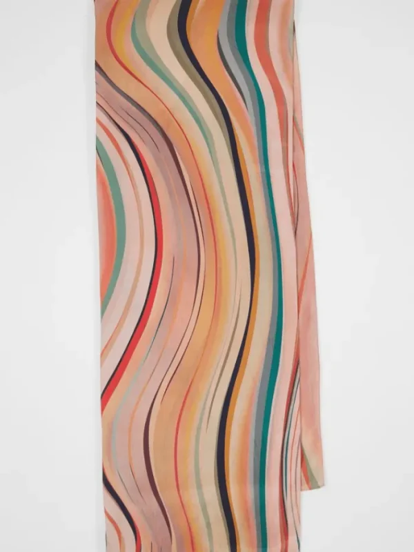 Paul Smith Scarves & Gloves | Gifts Under £250^Women's Silk Scarf In Washed Silk Swirl Multicolour W1A-250