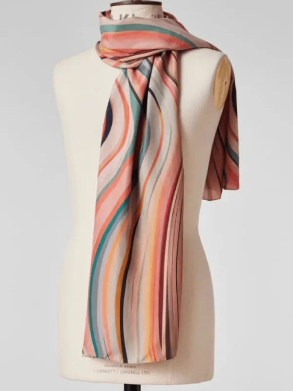Paul Smith Scarves & Gloves | Gifts Under £250^Women's Silk Scarf In Washed Silk Swirl Multicolour W1A-250