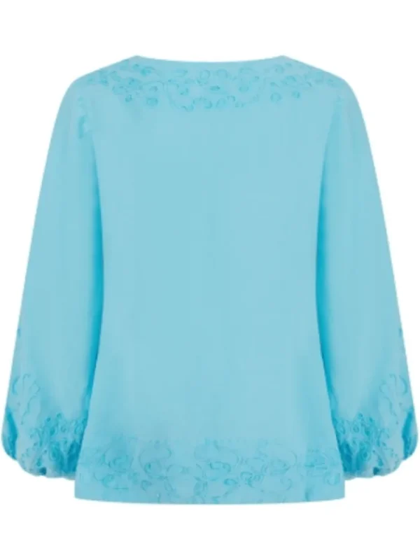 Pranella Tops | Beachwear^IZZADORA Neon Blue Embroidered Top