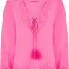 Pranella Tops | Beachwear^IZZADORA Neon Pink Embroidered Top