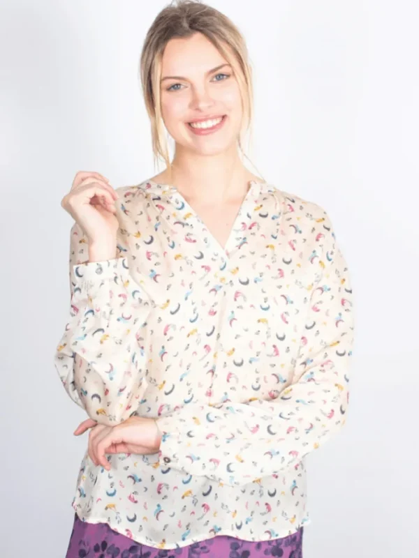 Primrose Park London Tops | Gifts Under £50^Primrose Park T London Sandy Open Shirt Tarot 02 Multi On Cream