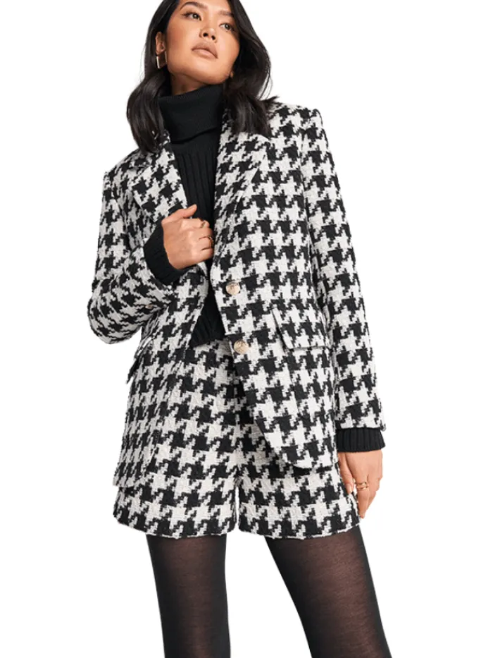 riani_black_patterned_gia_2.webp Riani Coats And Jackets | Luxury Gifts^Black Patterned Giant Houndstooth Blazer 381750 4179 Col 987