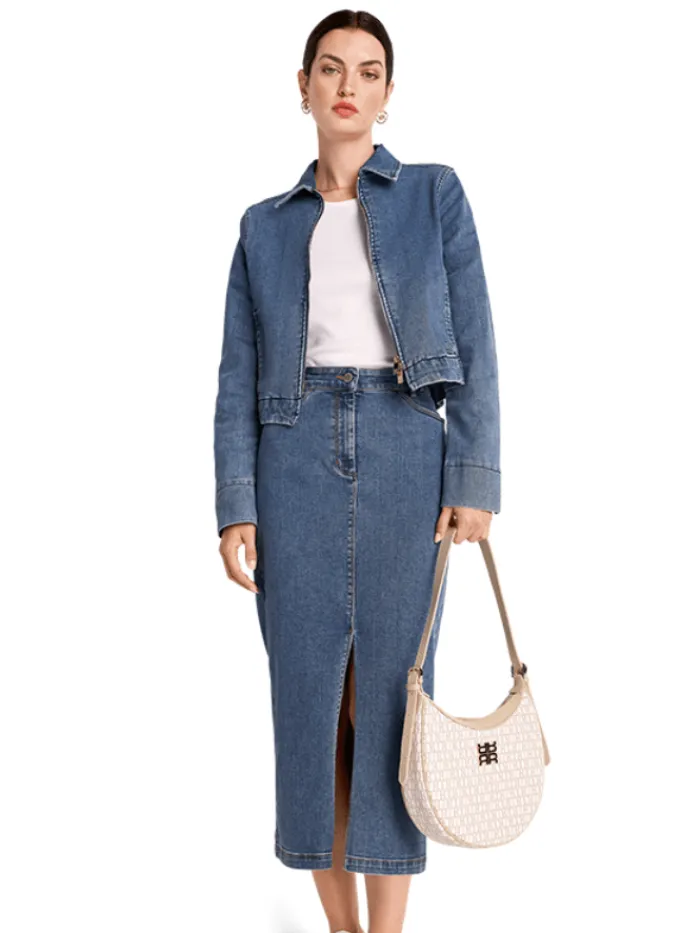 riani_high_stretch_denim__3.webp Riani Skirts | Gifts Under £100^High Stretch Denim Midi Skirt In Blue Used Wash 444760 3401 Col