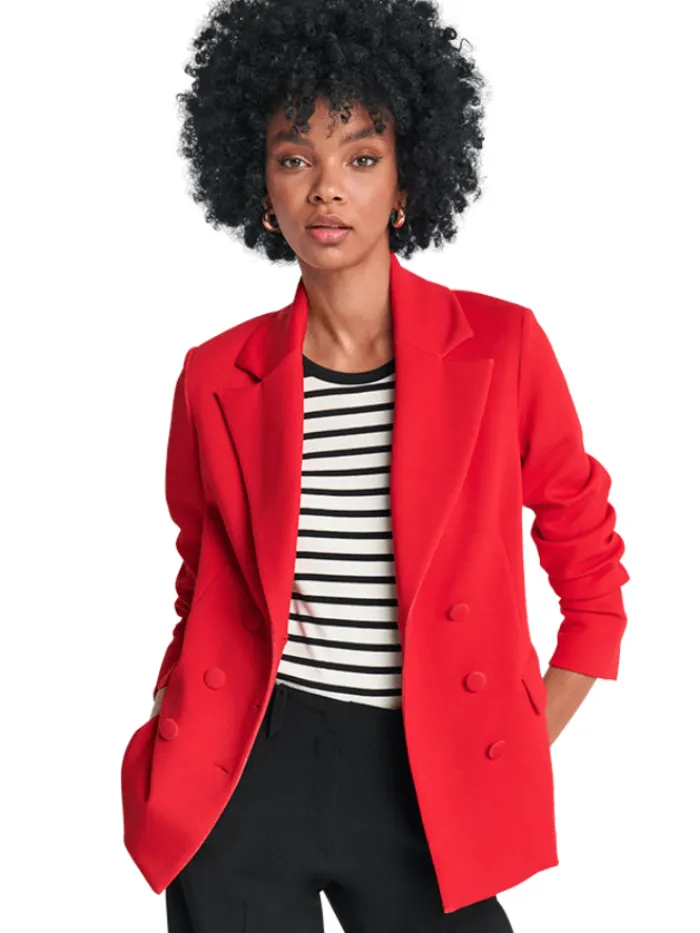 riani_scuba_heartbeat_red_0.webp Riani Coats And Jackets | Gifts Under £250^Scuba Heartbeat Red Double Breasted Blazer 371440-8190