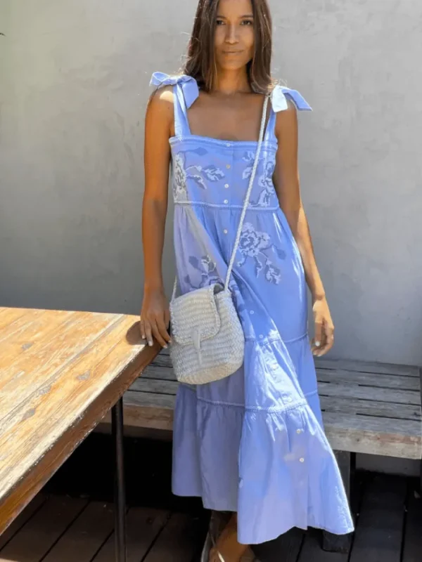 Rose And Rose Dresses | Gifts Under £250^MARINA Blue Flower Embroidered Sun Dress