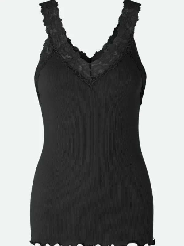 Rosemunde Tops | Gifts Under £50^Women's RWBernadine Organic Cotton Black Top With Lace 4831