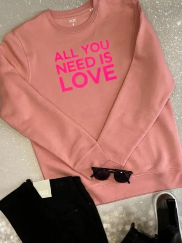 SAY IT WITH SONGS Sweatshirts And T-Shirts | Tops^T 'All You Need Is Love' Pink Neon Sweatshirt