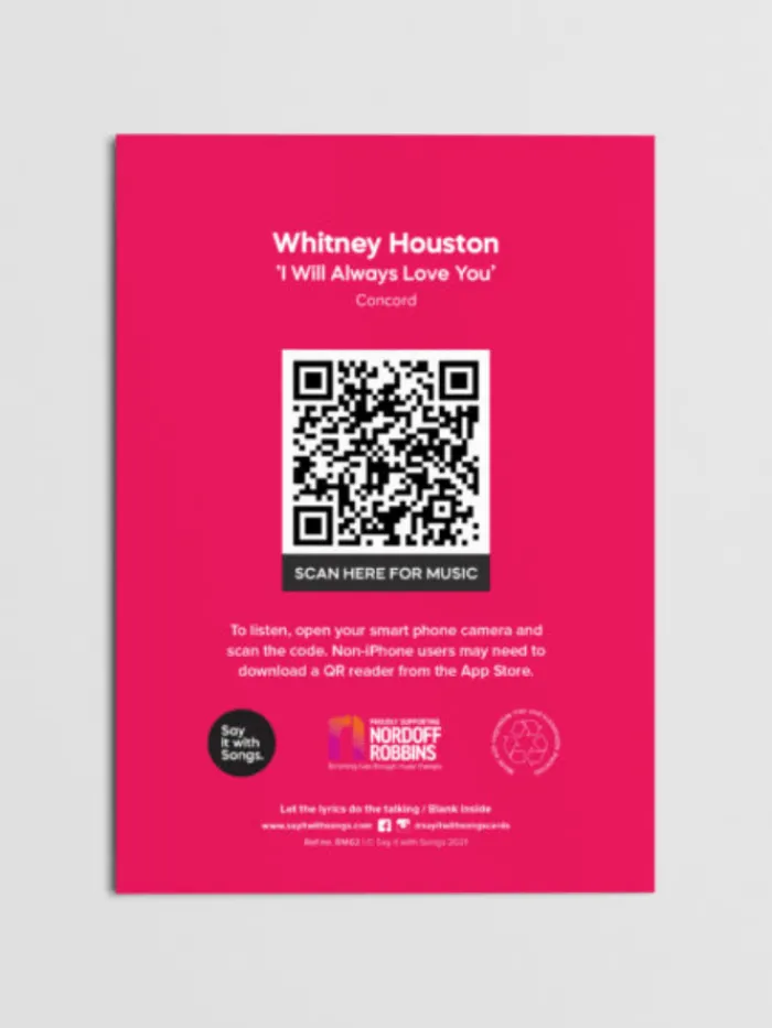 say_it_with_songs_t_i_wil_1.webp SAY IT WITH SONGS Gift Sale | Cards And Printed Frames^T 'I will always love you' by Whitney Houston Greeti