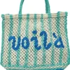 The Jacksons Beachwear | Bucket And Hobo Bags^London VOILA With Aqua Stripes Jute Bag
