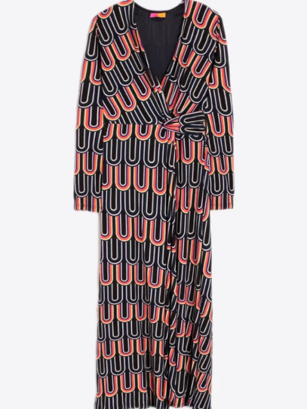 Vilagallo Dresses | Gifts Under £100^AMELIA Black Multi Patterned Wrap Dress 31922