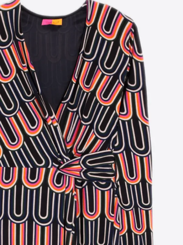 Vilagallo Dresses | Gifts Under £100^AMELIA Black Multi Patterned Wrap Dress 31922