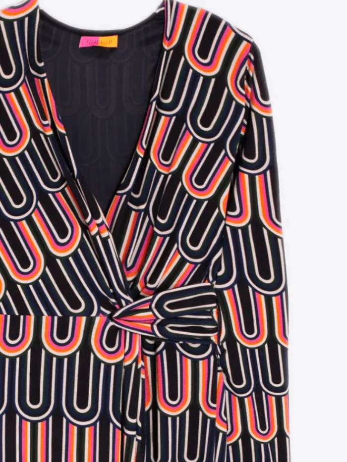 vilagallo_amelia_black_mu_2.webp Vilagallo Dresses | Gifts Under £100^AMELIA Black Multi Patterned Wrap Dress 31922