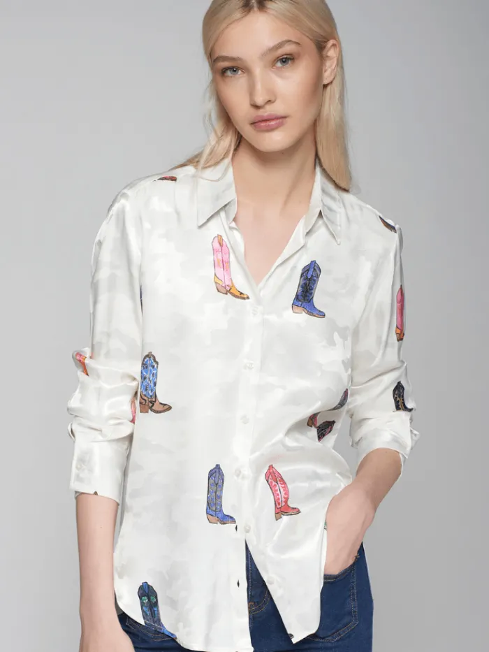vilagallo_gaby_white_cowb_1.webp Vilagallo Tops | Gifts Under £100^GABY White Cowboy Print Shirt Blouse 31868