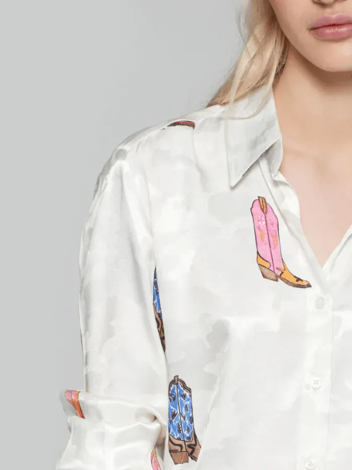 vilagallo_gaby_white_cowb_3.webp Vilagallo Tops | Gifts Under £100^GABY White Cowboy Print Shirt Blouse 31868