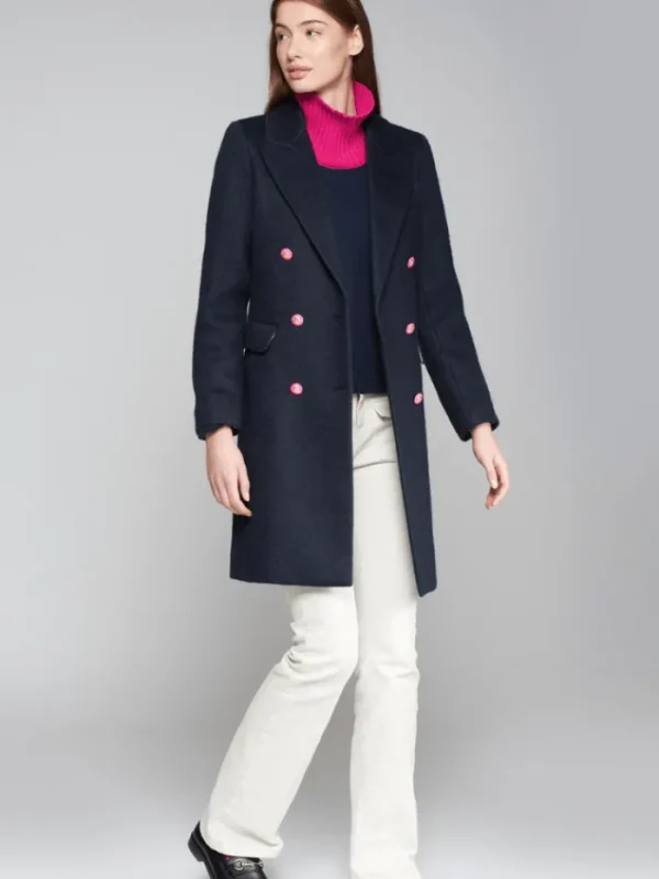 Vilagallo Coats And Jackets | Luxury Gifts^LIAN Navy Double Breasted Wool Dress Coat 31772