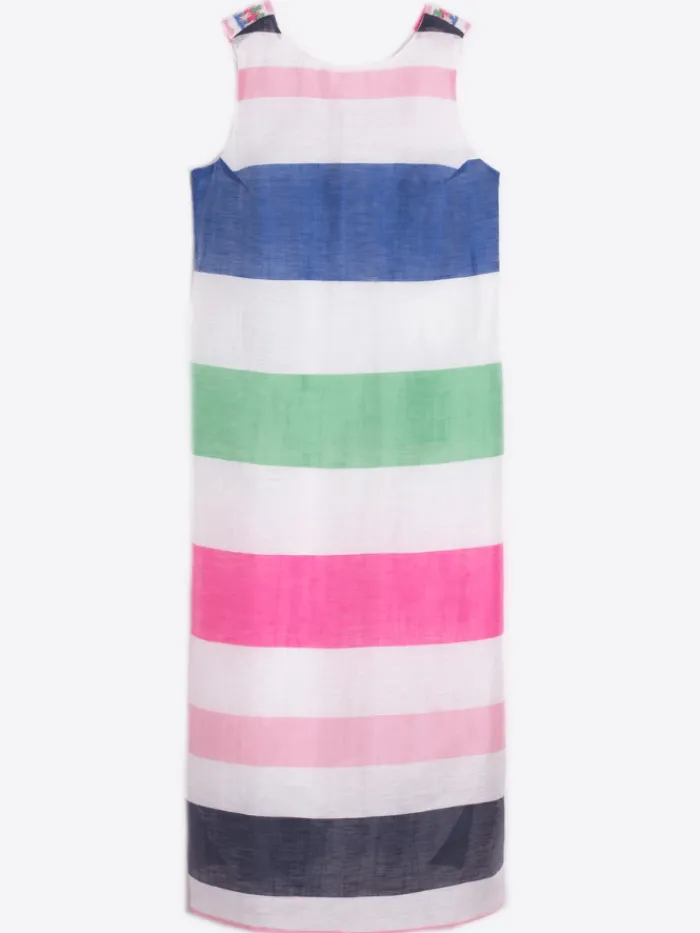 vilagallo_liana_midi_line_0.webp Vilagallo Dresses | Gifts Under £250^LIANA Midi Linen Dress In Multicolour Stripes 31226