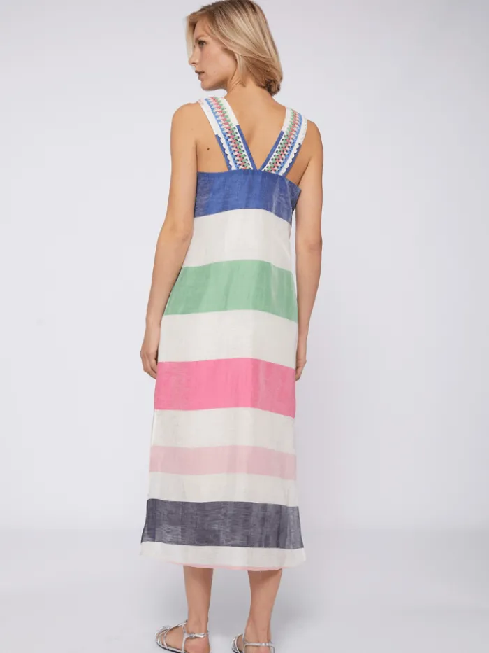 vilagallo_liana_midi_line_2.webp Vilagallo Dresses | Gifts Under £250^LIANA Midi Linen Dress In Multicolour Stripes 31226