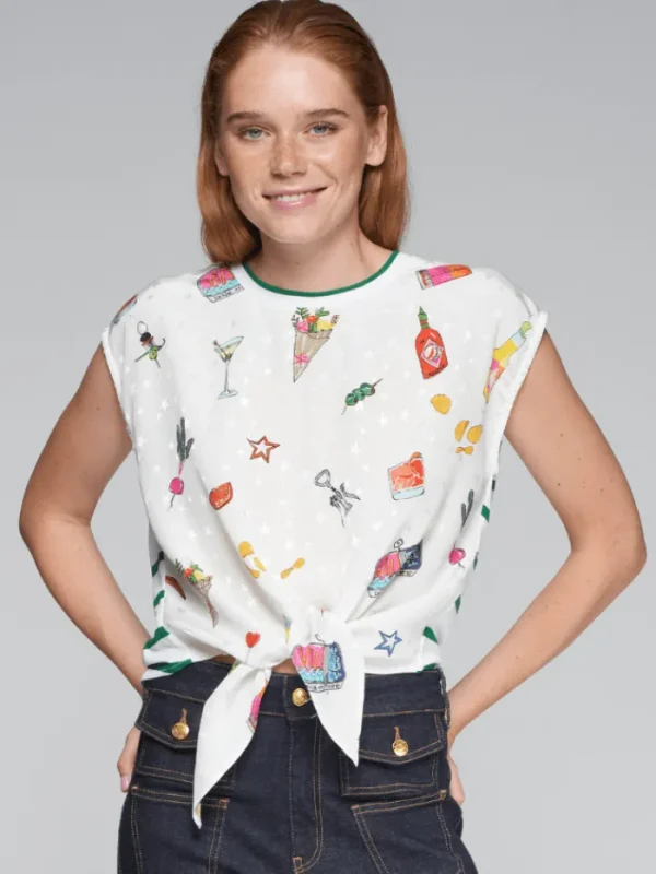 Vilagallo Tops | Gifts Under £100^Women's ALIZA Sleeveless Tie Front Top With Aperitivo Print
