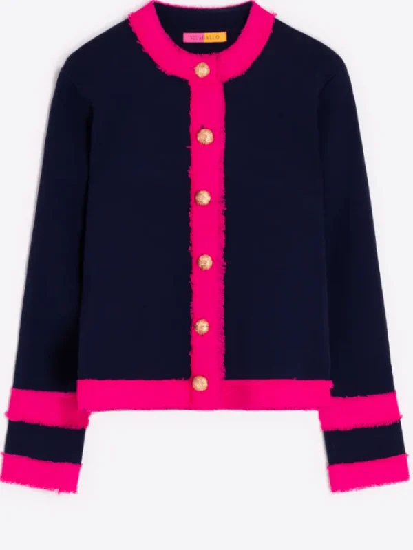 Vilagallo Coats And Jackets | Knitwear^Women's BICOLOR Navy And Pink Cardigan 32099
