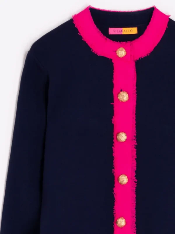 Vilagallo Coats And Jackets | Knitwear^Women's BICOLOR Navy And Pink Cardigan 32099