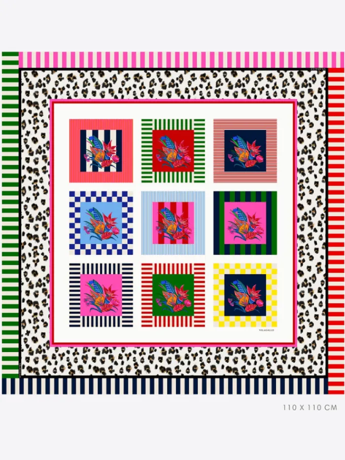 vilagallo_womens_foulard__0-1.webp Vilagallo Scarves & Gloves | Gifts Under £250^Women's FOULARD Silk Scarf In Flowers And Animal Print 32485