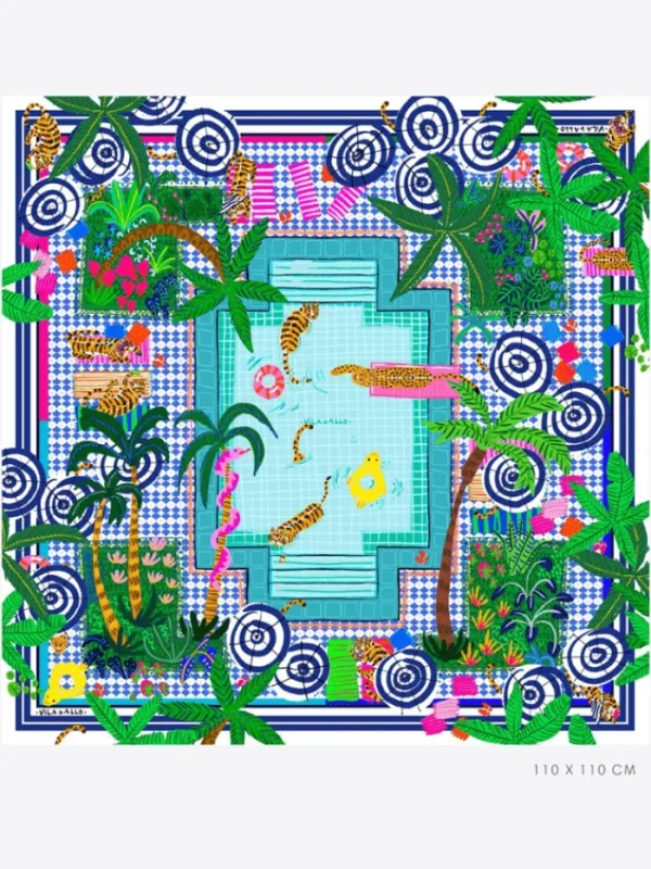 Vilagallo Scarves & Gloves | Gifts Under £250^Womens' FOULARD Piscina Tropical Print Silk Scarf 32488