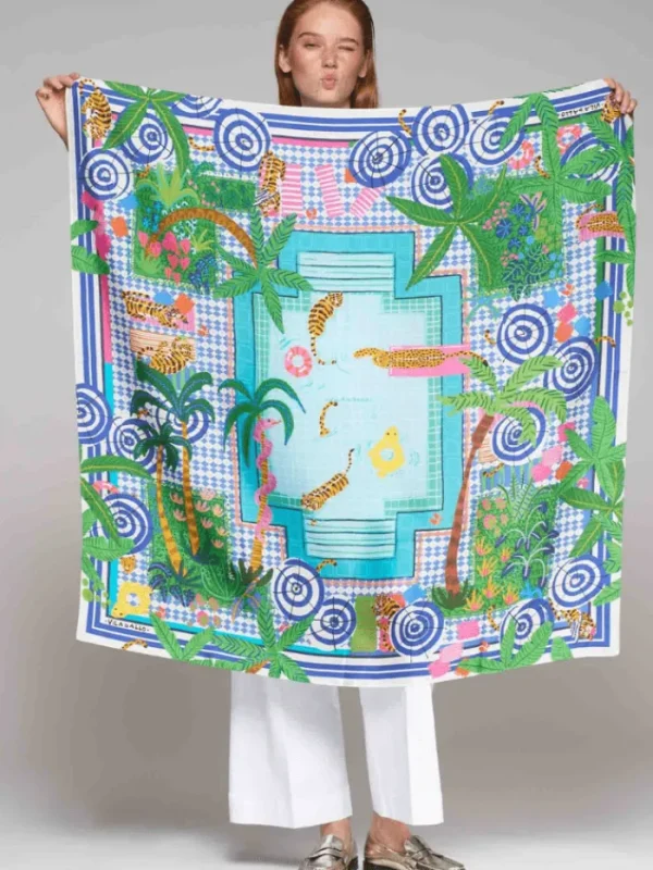Vilagallo Scarves & Gloves | Gifts Under £250^Womens' FOULARD Piscina Tropical Print Silk Scarf 32488
