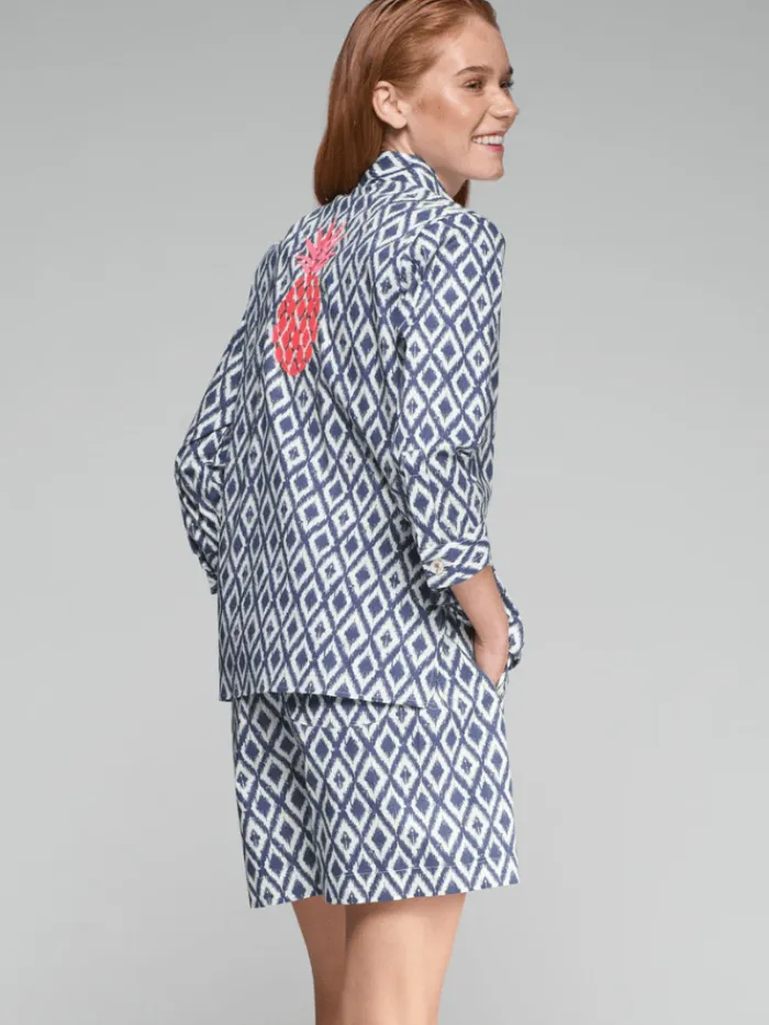 vilagallo_womens_poline_b_1.webp Vilagallo Tops | Gifts Under £250^Women's POLINE Blue Ikat Embroidered Blouse 32330