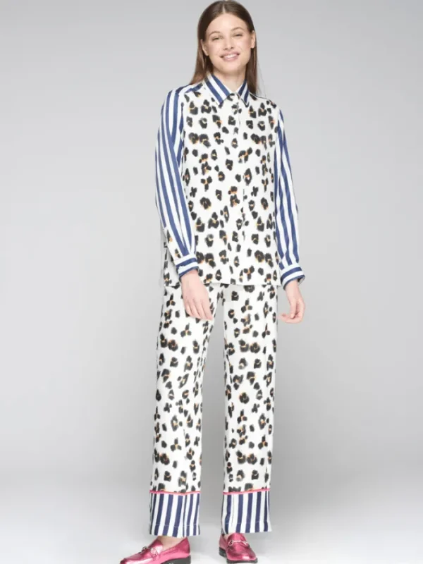 Vilagallo Tops | T-Shirts^Women's TEA Leopard And Flowers Contrast Print Shirt 32435