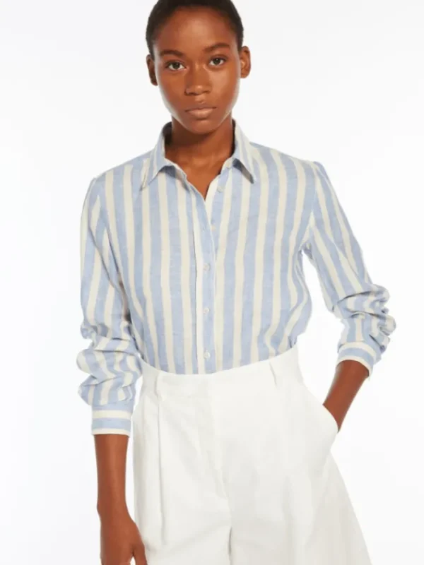 Weekend By Max Mara Tops | Gifts Under £250^LARI Striped Linen Canvas Shirt 2415111022 Col 001