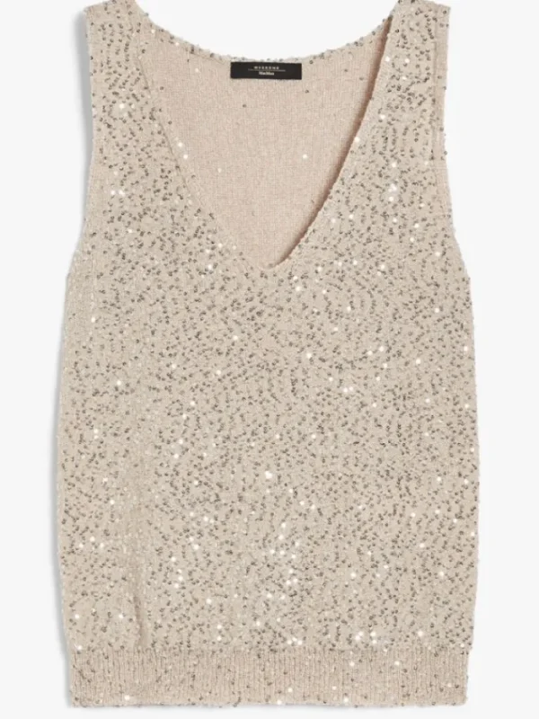 Weekend By Max Mara Party Wear | Tops^Women's COLOMBA Silver Sequinned Yarn Top 25153611